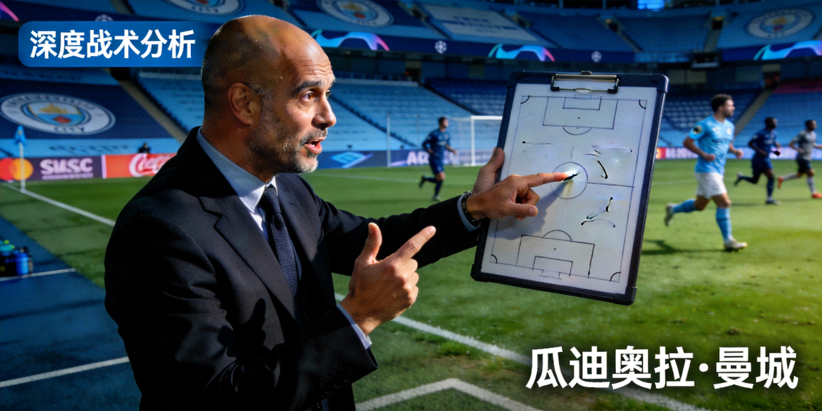 深度战术分析文章配图 - 曼城主教练瓜迪奥拉在场边指挥战术的瞬间